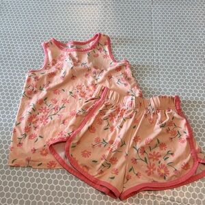 Cuddl Duds Peach Floral Tank & Shorts Pajama Set for Girls